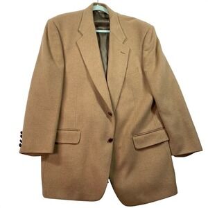 Vintage Van Picone Camel‎ Hair Sport Coat Mens 44L Tan Classic Blazer Jacket